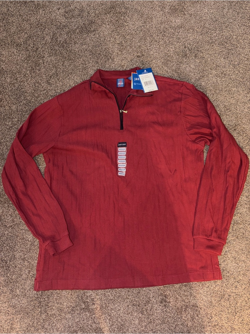 Jantzen Men's Red Quarter-Zip Pullover
